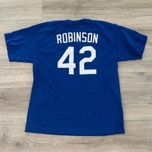 Brooklyn Dodgers Robinson blue tee shirt team athletics